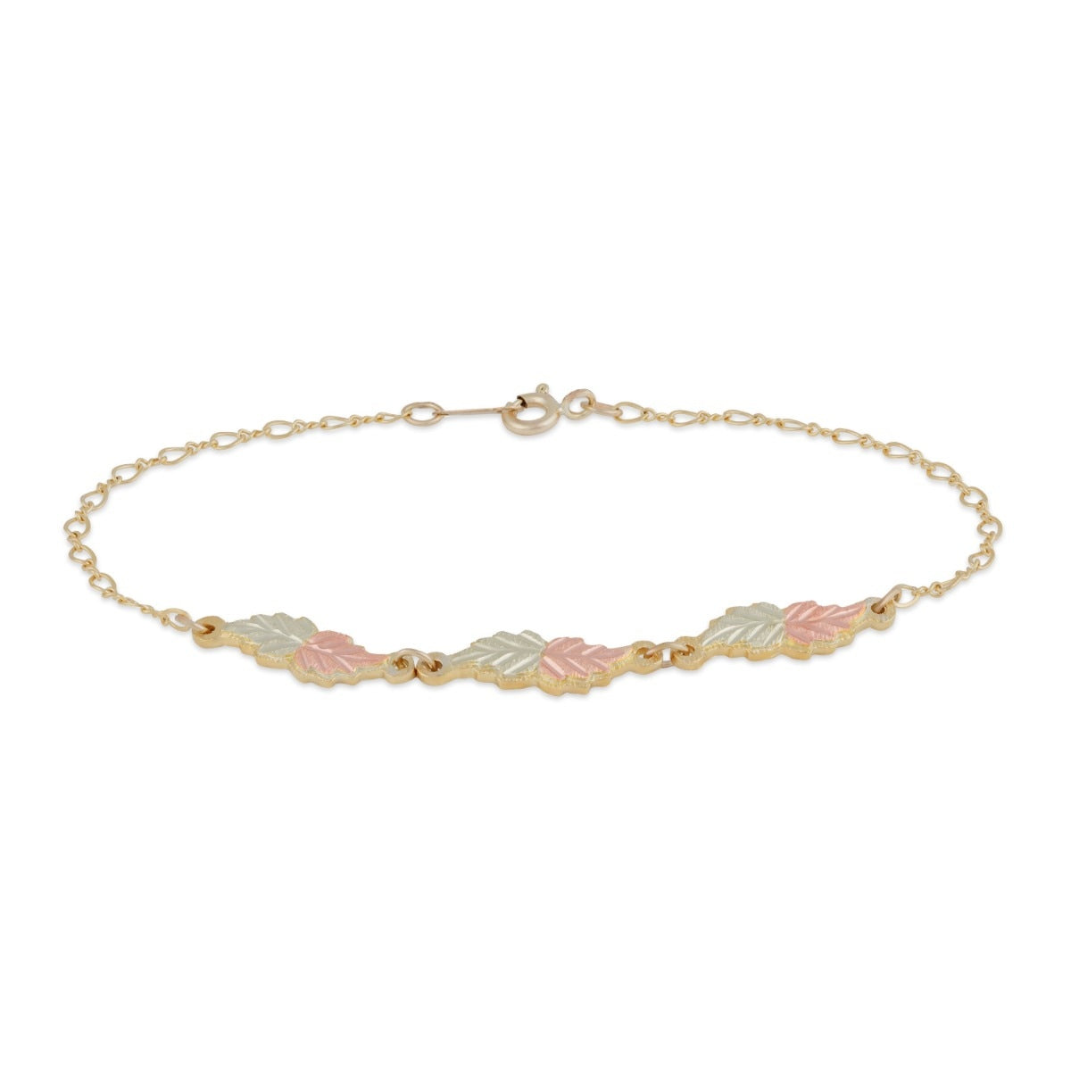 10K yellow gold 7" leaf link bracelet by Mt. Rushmore Black Hills Gold