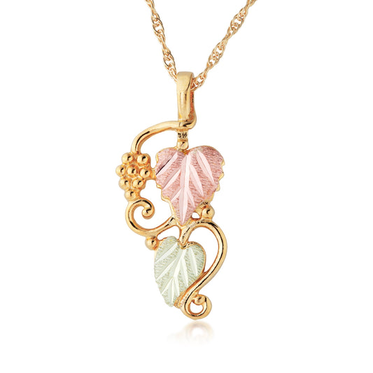 10K yellow gold double leaf curved vine pendant by Landstrom's Black Hills Gold
