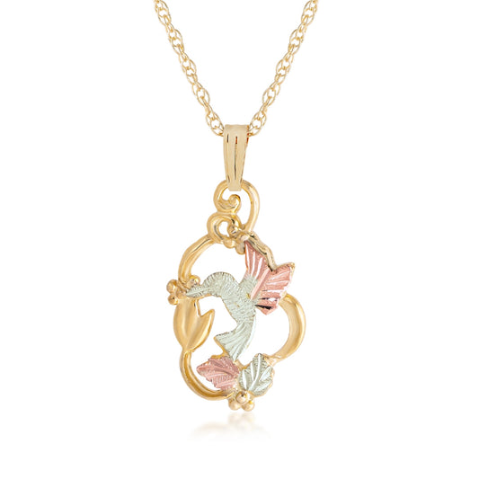10K yellow gold textured hummingbird pendant by Landstrom's Black Hills Gold