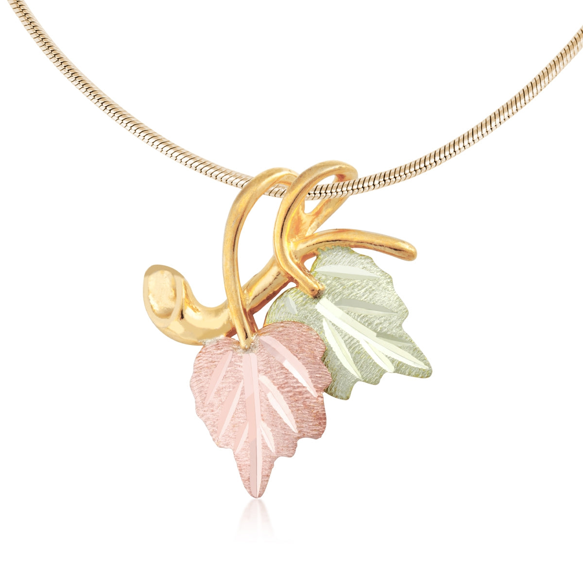 10K yellow gold double leaf and twisted vine slide pendant by Landstrom's Black Hills Gold