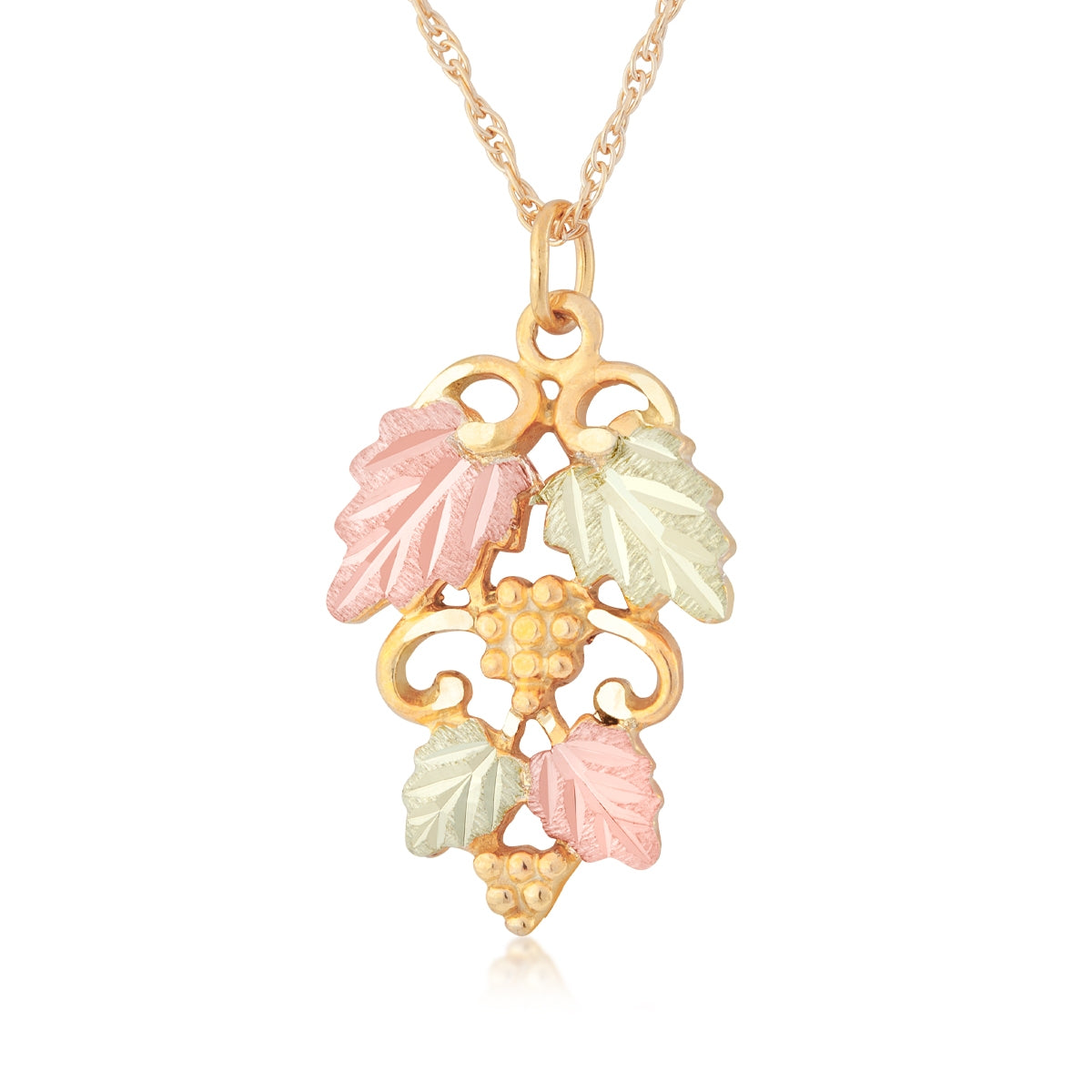 10K yellow gold tapered grapevine and leaf dangle pendant by Landstrom's Black Hills Gold