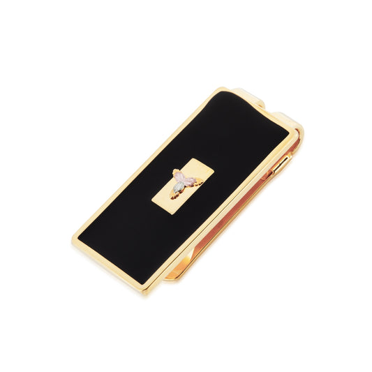 Triple leaf black enamel money clip by Landstrom's Black Hills Gold