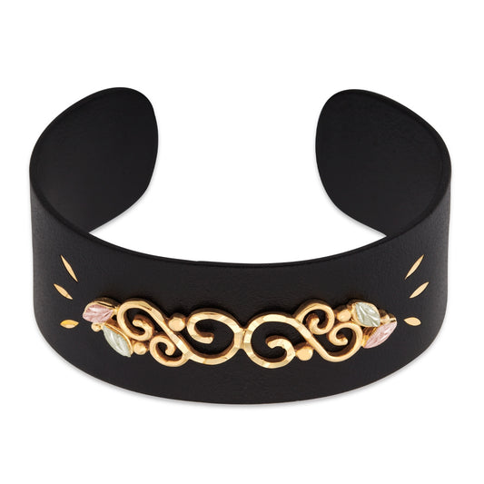 Curled vine and leaf black powder cuff bracelet by Landstrom's Black Hills Gold