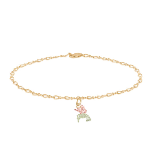 10K yellow gold 9" hummingbird ankle bracelet by Landstrom's Black Hills Gold