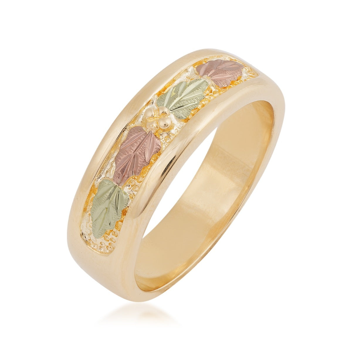 10K yellow gold textured four leaf wedding ring by Landstrom's Black Hills Gold