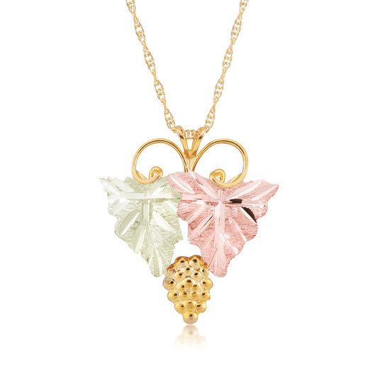 10K yellow gold double leaf and curled grapevine pendant by Landstrom's Black Hills Gold