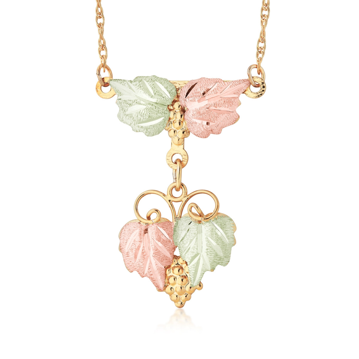 10K yellow gold leaf and grape tiered necklace by Landstrom's Black Hills Gold