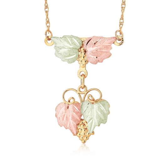 10K yellow gold leaf and grape tiered necklace by Landstrom's Black Hills Gold
