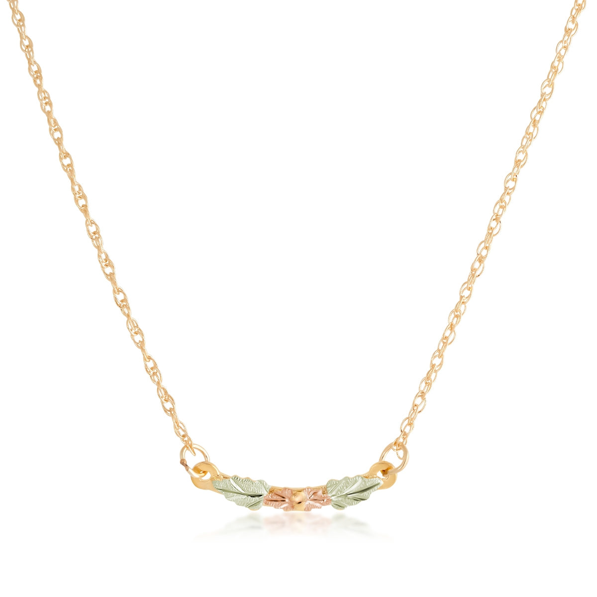 10K yellow gold leaf curved bar necklace by Landstrom's Black Hills Gold