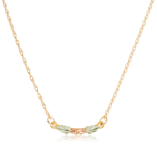 10K yellow gold leaf curved bar necklace by Landstrom's Black Hills Gold