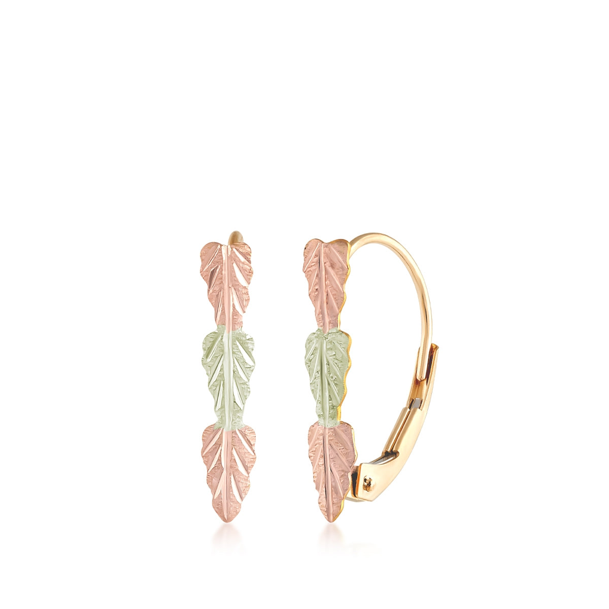 10K yellow gold three leaf hoop earrings by Landstrom's Black Hills Gold