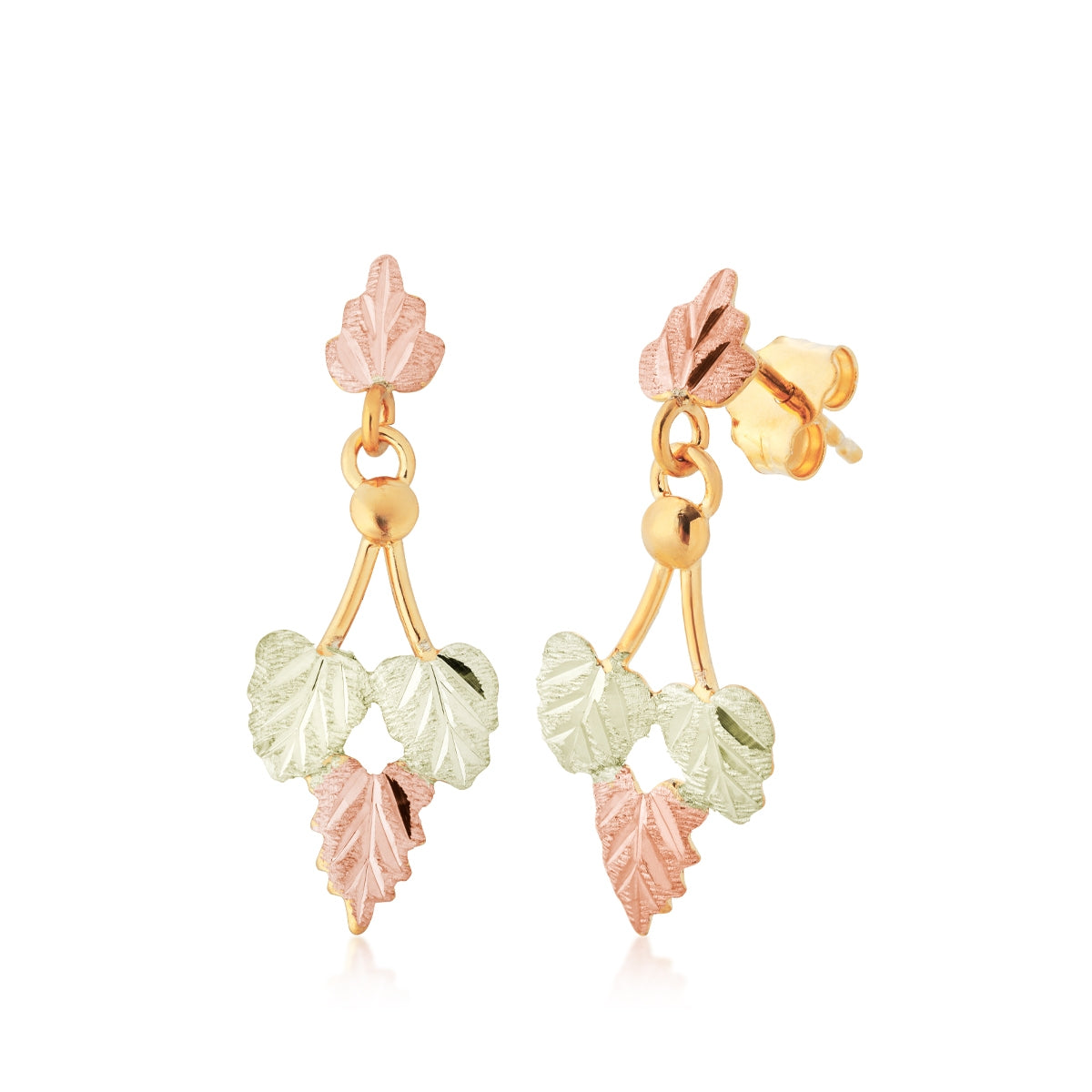 10K yellow gold leaf cluster dangle earrings by Landstrom's Black Hills Gold
