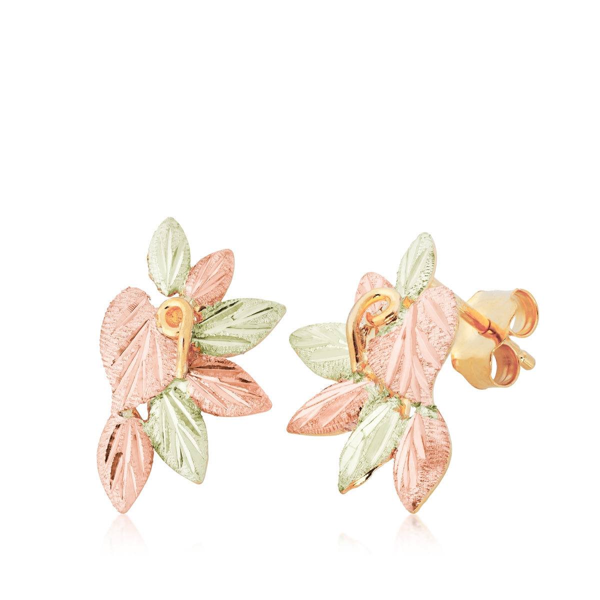 10K yellow gold leaf half halo earrings by Landstrom's Black Hills Gold