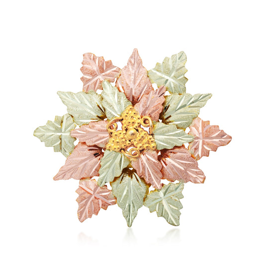 10K yellow gold leaf and grape cluster brooch by Landstrom's Black Hills Gold