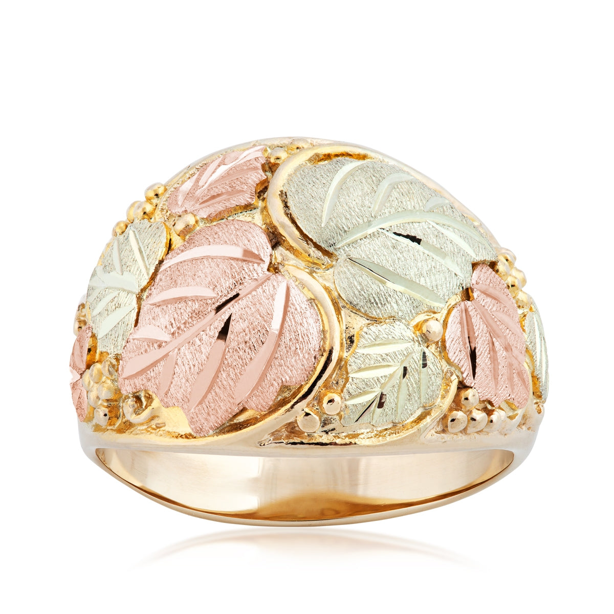 10K yellow gold men's leaf and grape wide ring by Landstrom's Black Hills Gold