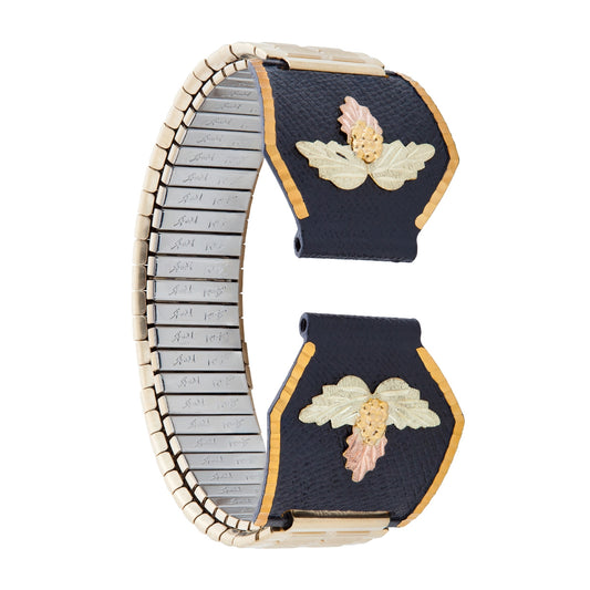Men's leaf and grape cluster black powder coated expansion watch band by Landstrom's Black Hills Gold