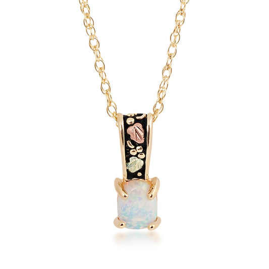10K yellow gold created oval opal antiqued pendant by Landstrom's Black Hills Gold