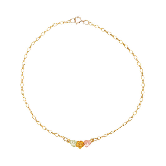 10K yellow gold 8.5" rose ankle bracelet by Landstrom's Black Hills Gold