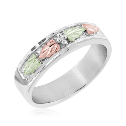 Sterling silver four leaf diamond cut wedding ring by Landstrom's Black Hills Gold