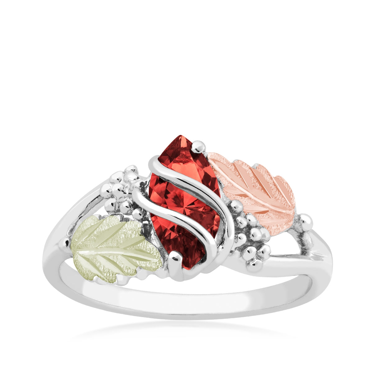 Sterling silver synthetic marquise garnet grapevine ring by Landstrom's Black Hills Gold