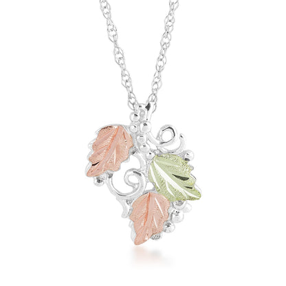 Sterling silver three leaf and grapevine pendant by Landstrom's Black Hills Gold