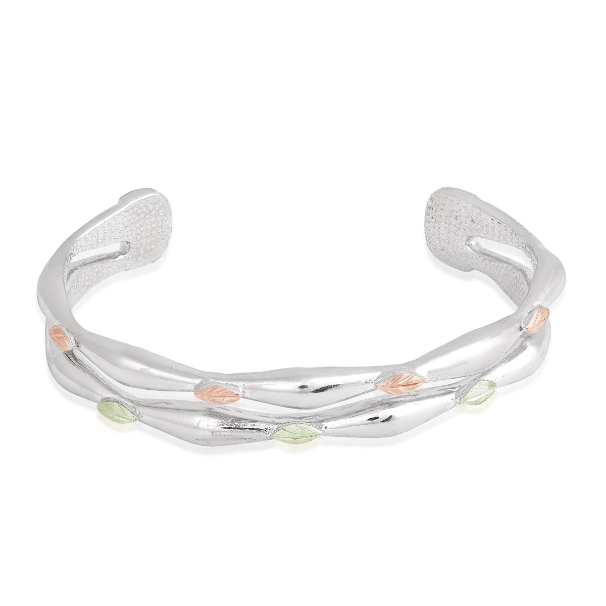 Sterling silver double vine and leaf cuff bracelet by Landstrom's Black Hills Gold