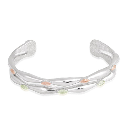 Sterling silver double vine and leaf cuff bracelet by Landstrom's Black Hills Gold