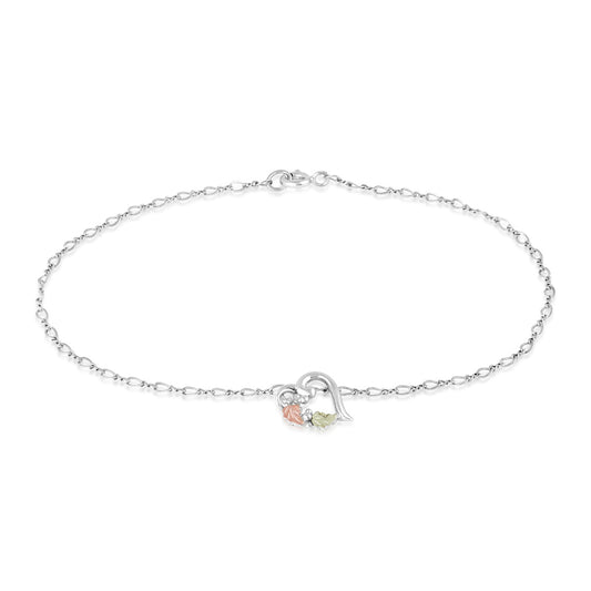 Sterling silver 9" heart link ankle bracelet by Landstrom's Black Hills Gold
