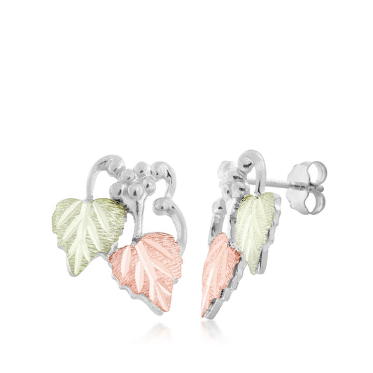 Sterling silver grape and hanging leaf earrings by Landstrom's Black Hills Gold