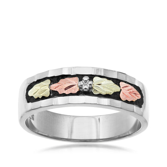 Sterling silver antiqued diamond cut wedding ring by Landstrom's Black Hills Gold
