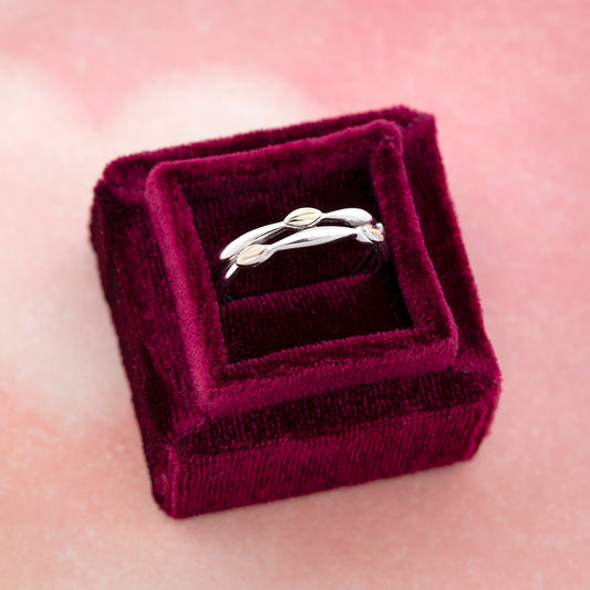 Sterling silver double vine and leaf ring by Landstrom's Black Hills Gold, styled view