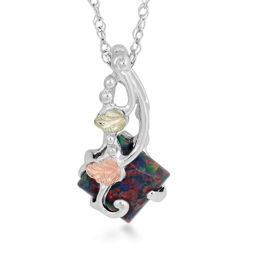 Sterling silver created mosaic opal pendant by Landstrom's Black Hills Gold