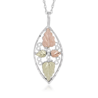 Sterling silver diamond cut marquise double leaf pendant by Landstrom's Black Hills Gold