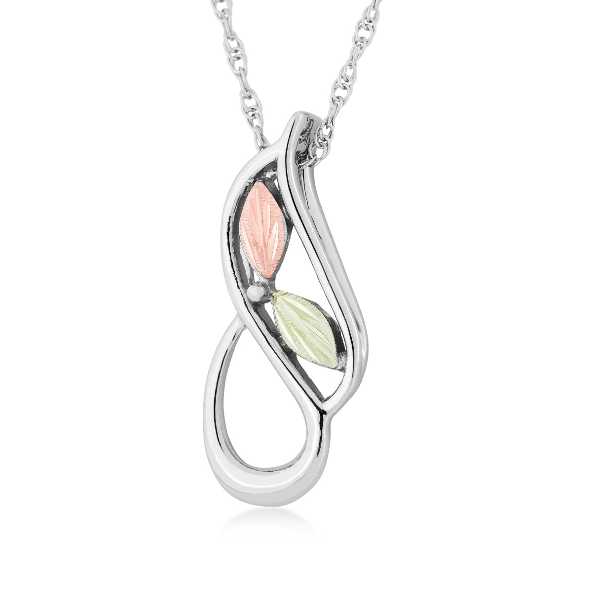 Sterling silver double teardrop and leaf pendant by Landstrom's Black Hills Gold