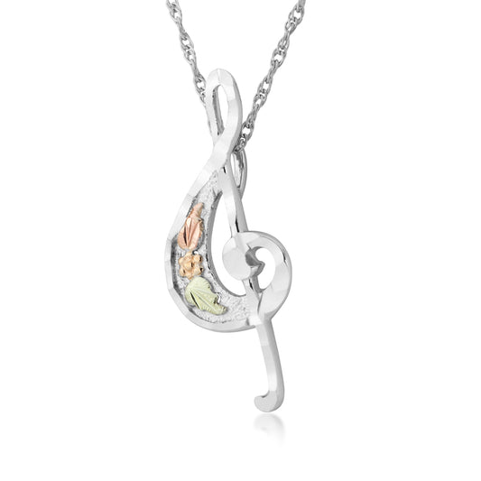 Sterling silver diamond cut treble clef pendant by Landstrom's Black Hills Gold
