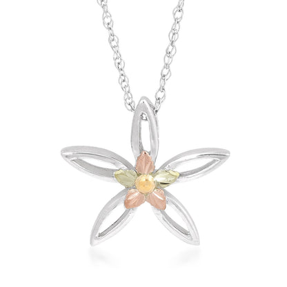Sterling silver marquise petal flower pendant by Landstrom's Black Hills Gold