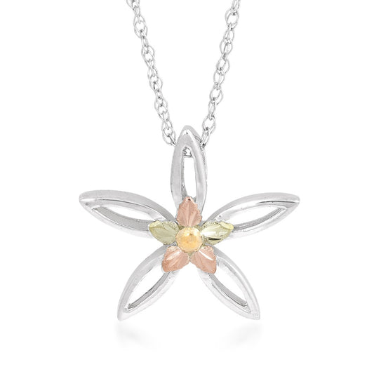 Sterling silver marquise petal flower pendant by Landstrom's Black Hills Gold