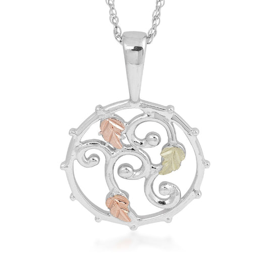 Sterling silver curled vine open circle pendant by Landstrom's Black Hills Gold