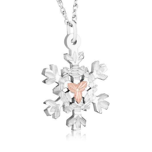 Sterling silver diamond cut three leaf snowflake pendant by Landstrom's Black Hills Gold