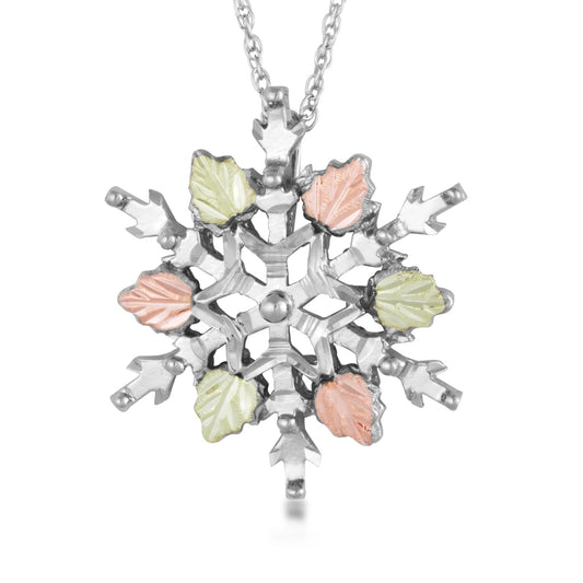 Sterling silver diamond cut leaf snowflake pendant by Landstrom's Black Hills Gold