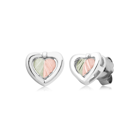 Sterling silver two-tone leaf heart earrings by Landstrom's Black Hills Gold