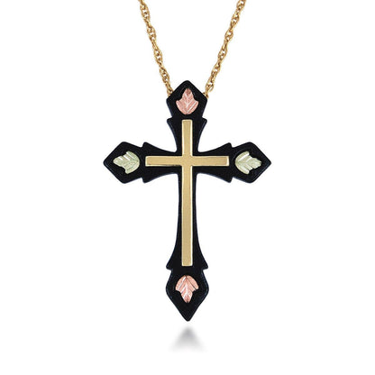 Four leaf black powder coated cross pendant by Mt. Rushmore Black Hills Gold