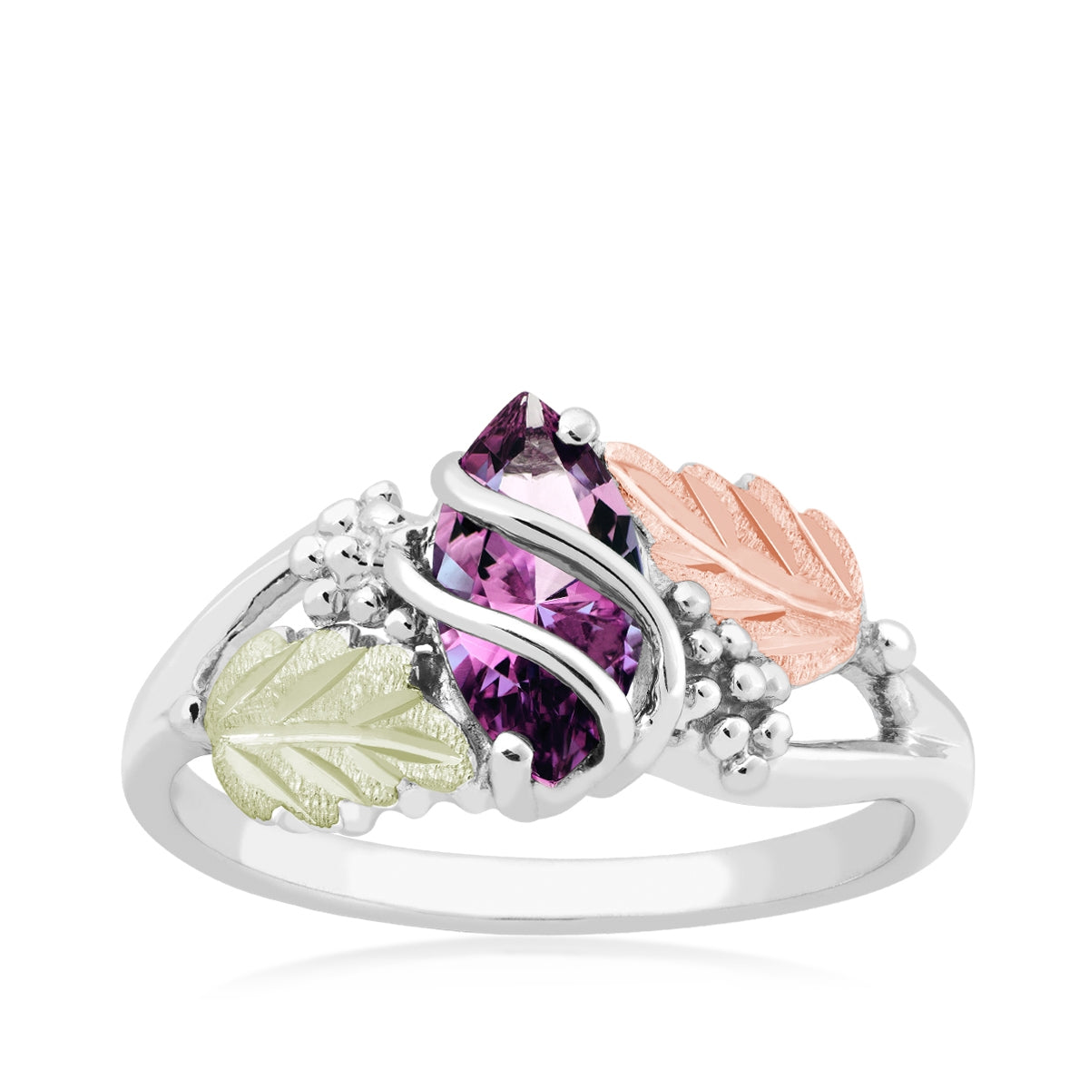 Sterling silver synthetic marquise alexandrite grapevine ring by Landstrom's Black Hills Gold