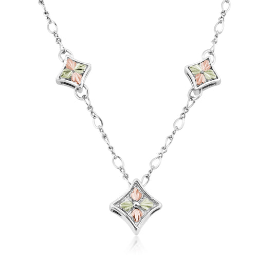 Sterling silver concave square station necklace by Landstrom's Black Hills Gold