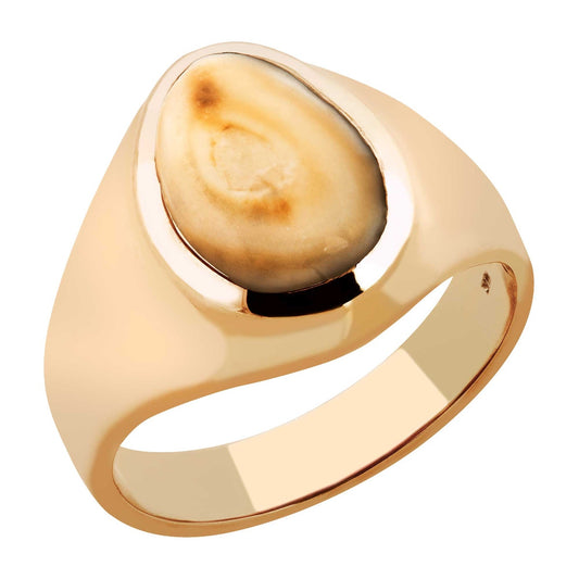 10K yellow gold men's elk ivory ring, Big Sky design