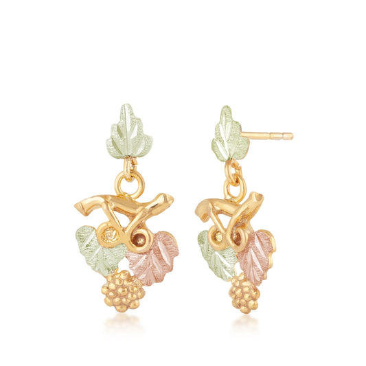 10K yellow gold vine and hanging leaf dangle earrings by Landstrom's Black Hills Gold