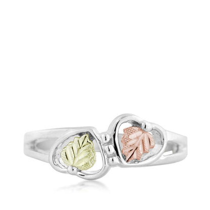 Sterling silver double heart and leaf ring by Mt. Rushmore Black Hills Gold