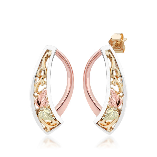 Open vine drop earrings in sterling silver and 10K yellow and pink gold by Landstrom's Black Hills Gold