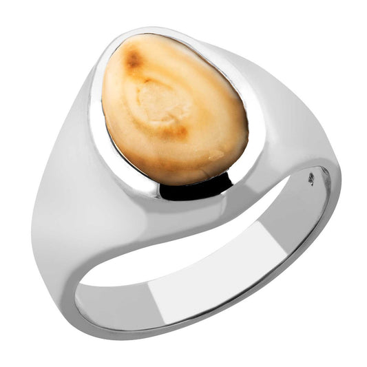 10K white gold men's elk ivory ring, Big Sky design