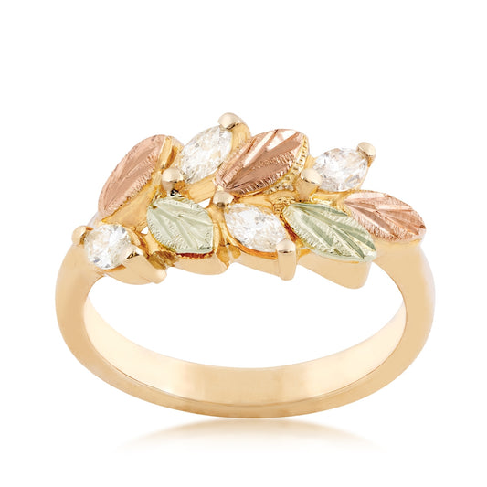 10K yellow gold 3/8 ct. tw. marquise diamond and leaf anniversary ring by Landstrom's Black Hills Gold